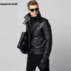 Mauroicardi Spring Leather Biker Jacket Mens Zipper Långärmad Höstmjukt ljus Faux Läderjackor för män Märke 3XL 4XL 5XL 211111