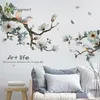 Hand Painted Ink Flower Stickers Warm Home Decor Living Room Tv Background Wall Decor Bedroom Decor Self-adhesive Wall Sticker 211124