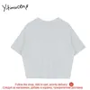 Yitimuceng Casual T-shirts Women Oversized Simple Top Short Sleeve O-Neck Light Blue Summer Cotton Korean Fashion Shirts 210601