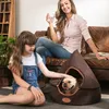 HOOPET Pet Dog Bed Cat Tent Dog House All Seasons Bed for dogs Lit de yourte souple résistant à la saleté avec coussin lavable double face 210224