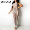 Sleeveless Summer See Through Maxi Dress Holiday Beach Party Dresses 210719