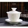 Dragon Gaiwan Gai Wan 도자기 Phoenix Auspicious Tea Tureen 우유 Oolong Bone China Cover Bowl