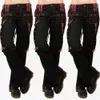 Señoras pantalones de carga de cintura alta negro streetwear vintage punk goth mujeres verano casual pantalones largos joggers d30 210915