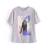 女性の基本的な美少女 paiting プリントニット Tシャツ女性 O ネック半袖シックな夏の Tシャツレジャートップス T638 T200613