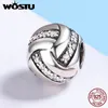 Wostu Fashion New 925 стерлингового серебра со стерлингового серебра, сверкающие ленты шариковых шариков