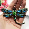 Pins, Brooches Big Green Crystal Dragonfly Women Men Insects Brooch Pins Gifts