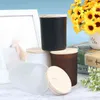 1PC Candle Cup Environmentally Soybean Candle Glass Bottle with Wooden Lid Scented Candlesbirthday Candle Jars Decoracion H1120