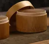 Mini scatola rotonda da tè in bambù Scatole portaoggetti Maccha Colonna metallica Contenitori da tè in stile cinese SN2519
