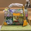 Quadratische Sperre Handtasche Kette Messenger Geldbörse Umhängetasche Bambus Tragbare Patchwork Klassischer Briefdruck Hardware Schnalle Hochwertige Haspe Damentaschen