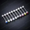 Gem Tongue Barbell Stainless Steel Tongue Piercing Nipple Rings Stud Cartilage Helix for Women Body Jewelry