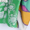 Zevity Women Vintage Cloth Patchwork Floral Print Knotted Sarong Skirt Faldas Mujer Female Back Zipper Chic Slim Vestidos QUN790 220216