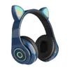 귀여운 고양이 귀 무선 이어폰 B39 Bluetooth 헤드폰 BT 5.0 헤드셋 스테레오 음악 게임 유선 이어 버드 스피커 헤드폰 7BKCQ