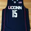 Maillot Nikivip Kemba Walker # 15 UCONN Huskies Maillot de basket chaud cousu S-XXL Bleu marine Blanc Vintage