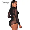 Tute da donna Pagliaccetti Teddies Perizoma Body 2021 Nero Bianco Nude Sheer Meseh Tuta a maniche lunghe Pagliaccetto Mini Clubwear E Donna Sle