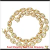 12mm Yellow Gold Mariner Link Chain Necklace Armband Real Iced Choker Necklace Cubic Zirconia 7-24 tum Oval Link Chain Wlenb FSRCN