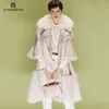 Femmes fourrure Faux FURSARCAR luxe réel manteau de vison naturel avec col taille ceinture femmes hiver chaud vêtements d'extérieur femme veste