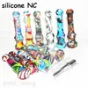 Silikon NC Kiti Sigara Borular Ile 14mm GR2 Titanyum Tırnak Ucu Konsantre Kap Dab Teçhizat Saman Balmumu Yağ Burner Set Kitleri