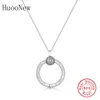 100% 925 Sterling Silver European Round O Pendant Bead Necklace Link Chain For Women Chokers Trinket Colares Romantic Gifts 2021 Q0531