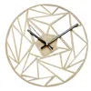 Wandklokken Decoratie Ronde Bamboe Gift Moderne Klok Eenvoudige Batterij Operated Easy Install Woonkamer Verwijderbare Home Geometrische Patroon