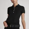 Women Polo Kobiety koszulka Koszulka Summer Classal Casual krótkie rękawie Top Multi-Button Lapel T Shirt Small Horse Multicolor Slim Fit Fit All-Match Odzież Asian Size Mass