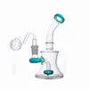 7inch Mini colorful glass Dab Oil Rigs bong Recycler Bubbler Percolator Water tobacco bong pipe With 14mm female joint