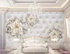 Beautiful 3d murals wallpaper for living room European-style soft bag 3D three-dimensional pearl flower wallpapers TV background wall