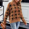 BeAvant Houndstooth tricoté Mohair Pull Femmes Casual Soft Femme Pulls d'hiver Jumper O-Cou Automne Dames Pulls 210709