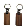 DIY WOODEN Designer Kelechains for Men Women Crafts Square Round Wood Chips PU Leather Keychain Whole5854767