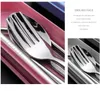 Talheres de aço inoxidável conjunto portátil Cutlery-set de viagem de viagem de piquenique conjuntos palha de metal com caixa e saco utensílio de cozinha sn3200