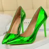 2021 Women 10.5cm High Heels Silver Fetish Pumps Lady Stripper Green Gold Stiletto Wedding Bridal Valentine Scarpin Party Shoes