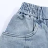 Heren jeans Multi-Pocket Denim Broek Mens Safari Stijl Lading Broek Elastische Taille Losse Casual Distressed Heren