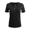 Women's T-Shirt T Shirt Womens V Neck Henley Shirts Short Sleeve Solid Button Down Basic Tops Tees Camisetas Mujer Manga Corta Woman