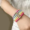 5pcs/set Bohemian Colorful Clay Bracelets For Women Summer Beach Charm Elastic Soft Pottery Bracelet Boho Jewelry