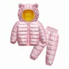 Winter Girls Boys Toddler Coat Kids Down Jackets Outerwear Children Snowsuit Clothes 2PCS Set Doudoune Fille 211203