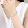 Luoteemi Luxury White Gold-Color Flower Shape AAA CZ Zircon Armband Bangles För Kvinnor Mode Smycken Q0717