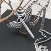 Hängsmycke Halsband Vintage Angel Holy Sword Rostfritt Stål Kors Halsband för män Mode Smycken Vinge Punk Chain