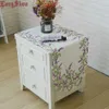 Accueil Décoratif Couleur Beige Fait à la main Satin Cutwork Brodé TV Stand Cabinet Couverture Creative Lavande Lilas Oval Table Runner 210708