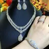 Boucles d'oreilles collier Blachette luxe haute qualité Bracelet anneau 4 pièces zircon cubique pour les femmes mariage Banquet fête ensemble de bijoux