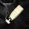 Olycat Flat Luxury Sun Paraply Anti UV Silver Pocket Mini Regn Kvinnor Travel Cool Down Summer Parasol 6K 210721