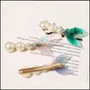 Hårklipp Barrettes Smycken Fishtail Rhinestone Pearl Women Hairpins Sequins Side Headwear Geometric Crystal Aessories Drop Leverans 2021