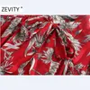 Zevity, blusa roja con estampado Floral a la moda para mujer, camisas informales con lazo de manga larga para oficina para mujer, Blusas elegantes Chemise, Tops LS7293 210603