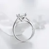 Bagues simples doigt pour femmes fiançailles mariage bijoux fins émeraude 925 argent Sterling mignon précieux princesse-coupe carré 1ct bague en diamant simulé