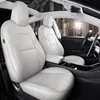 Auto Interieur Zubehör Sitzbezug für Tesla Modell x 360 Grad voll bedeckt Hochwertiger Lederkissen mit hoher Qualität Geeignete 5-Plätze spezifisch Design (nur Modellx) weiß