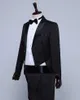 Ny plusstorlek S-3XL Mens Classic Black White Shiny Lapel Tail Coat Tuxedo Wedding Groom Stage Singer Four Piece Suit X0909343J