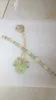 Naturlig Grön Jade Jadeit Circle Donut Pendant Set Armband Lenght 18.5cm Örhänge 26 mm halsband 46cm