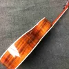 Custom 40 Inch Koa Wood OM Round Body Acoustic Guitar Herringbone Binding Rosewood Fingerboard