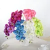 Wholesale-Artificial Butterfly Orchid Silk Flower Bouquet Phalaenopsis Wedding Home Decor Fashion DIY Living Room Art Decoration F11