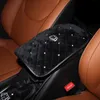 Crystal Rhinestone Armrests Cover Pad PU Leather Vehicle Center Console Arm Rest Box Cushion Covers Protector Car accessorie