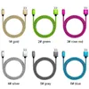 1m 2M flätad nylon Micro USB-kablar Typ C Data Sync Metal Laddning Telefonkabeladapter för universella mobiltelefoner Android