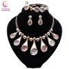 Dubaï multicolore ensembles de bijoux pour femmes mariage africain ensemble de bijoux de mariée collier en cristal Bracelet boucles d'oreilles anneau